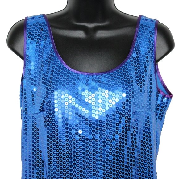 Claudine Bueche Sz 14 Blue Sequin Bling Scoop Open Back Sleeveless Formal Dress - Picture 4 of 6